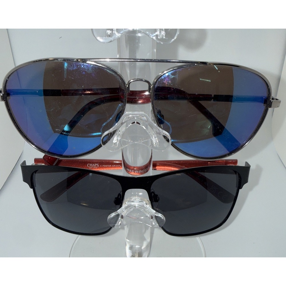 Lot of 2 pairs Authentic Chaps x Foster Grant Sunglasses- Silver & Black Aviator